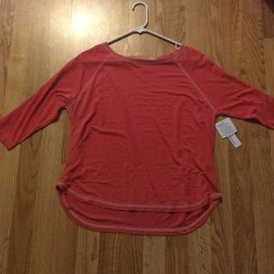 Red Long Sleeve Baseball Tee